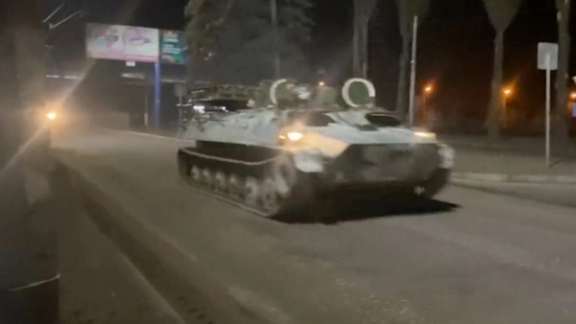 Russian tanks entering eastern Ukraine Monday night.