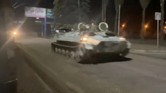 Russian tanks entering eastern Ukraine Monday night.