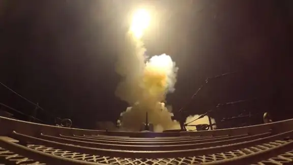 A projectile is fired during what the US Central Command (CENTCOM) said were strikes on Iran, in this screen grab taken from a handout video released on July 12, 2026