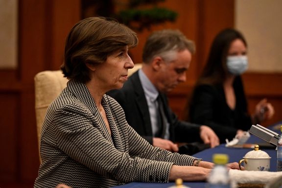 French Foreign Minister Catherine Colonna during a meeting in the Diaoyutai State Guesthouse in Beijing, China April 5, 2023.