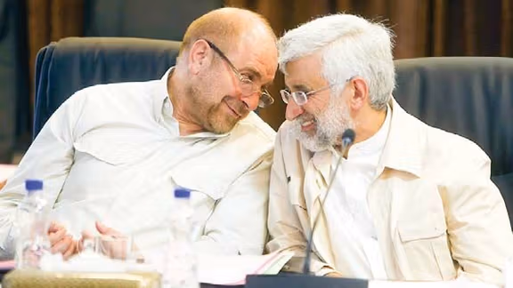 Mohammad Bagher Ghalibaf (left) and Saeed Jalili
