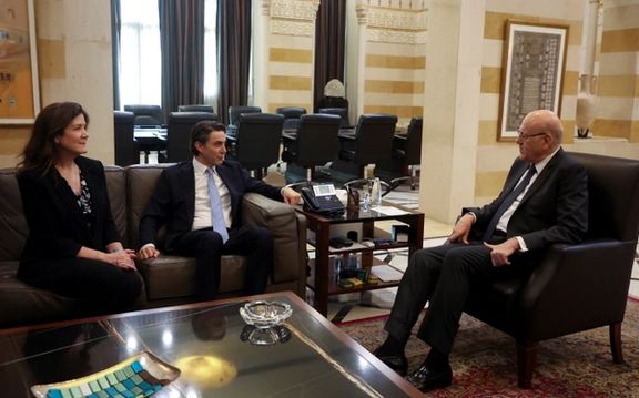 US Special Envoy Amos Hochstein and US Ambassador to Lebanon Dorothy Shea meet with Lebanon's caretaker Prime Minister Najib Mikati in Beirut, Lebanon November 7, 2023.