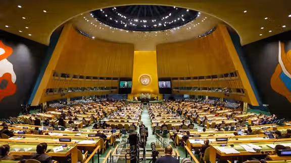 United Nations General Assembly hall.