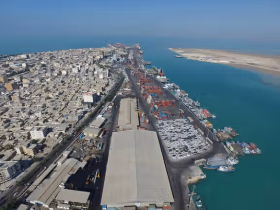 An aerial view of Bushehr port