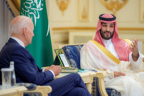 Saudi Crown Prince Mohammed bin Salman (right) and US President Joe Biden meet at Al Salman Palace upon his arrival in Jeddah, Saudi Arabia, July 15, 2022.