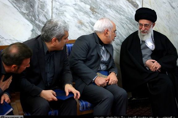 Mohammad-Javad Zarif speaking with Supreme Leader Ali Khamenei. Undated photo