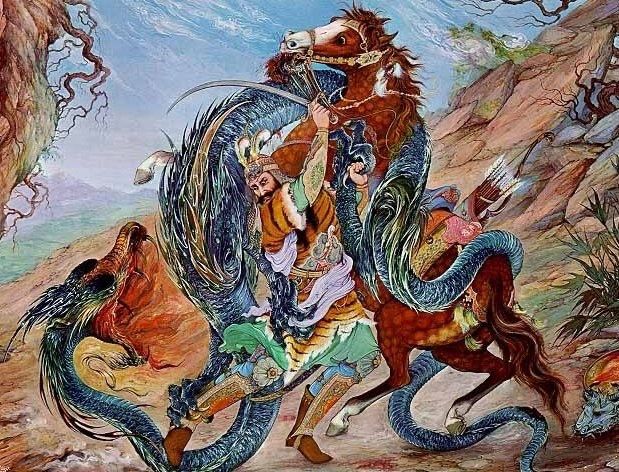 Panel depicting a scene from Shahnameh, Iran's national epic
