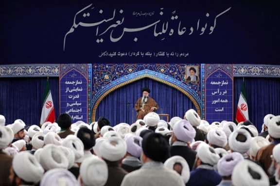 Iran's Supreme Leader Ali Khamenei during a meeting in Tehran on January 16, 2024