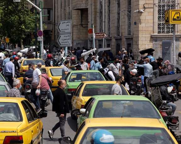 Crowded street in central Tehran