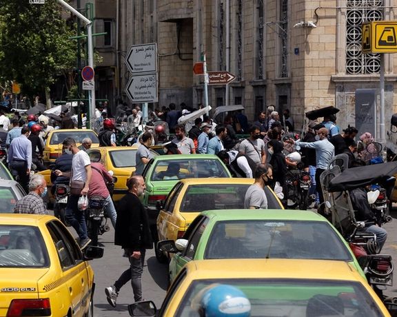 Crowded street in central Tehran
