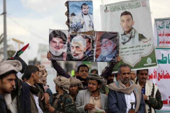 Houthi supporters rally in solidarity with Palestinians in the Gaza Strip, in Sanaa, Yemen, April 19, 2024.
