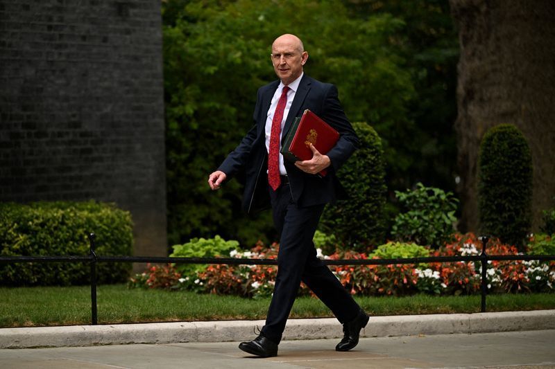 Britain's Chancellor John Healey walks to attend the first cabinet meeting with British Prime Minister Andy Burnham at 10 Downing Street, in London, Britain, July 21, 2026. REUTERS/Chris J Ratcliffe/File Photo