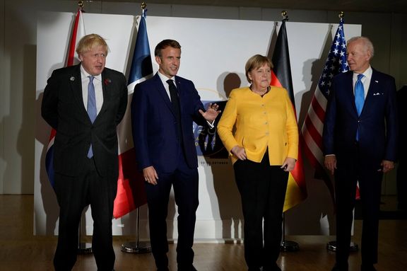 The leaders of US, UK, France and Germany in the ROME G20 meeting. October 30, 2021