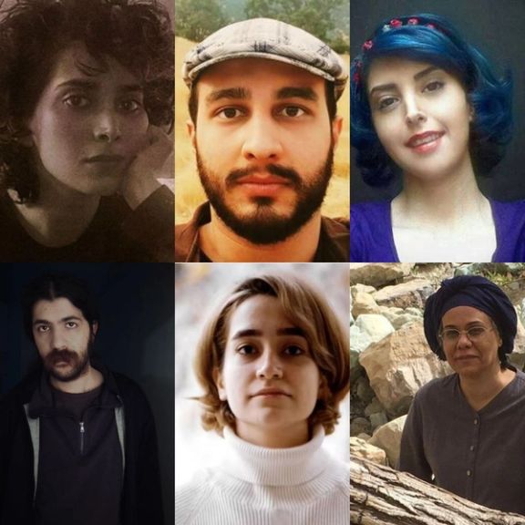 A group of teacher activists arrested in Iran on April 28, 2023