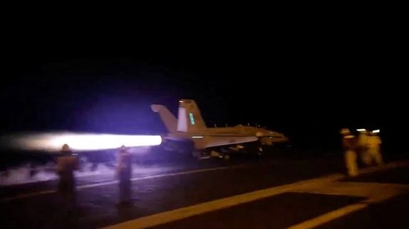 An aircraft takes off to join the US-led coalition to conduct air strikes against military targets in Yemen, aimed at the Iran-backed Houthi militia that has been targeting international shipping in the Red Sea. (January 2024)