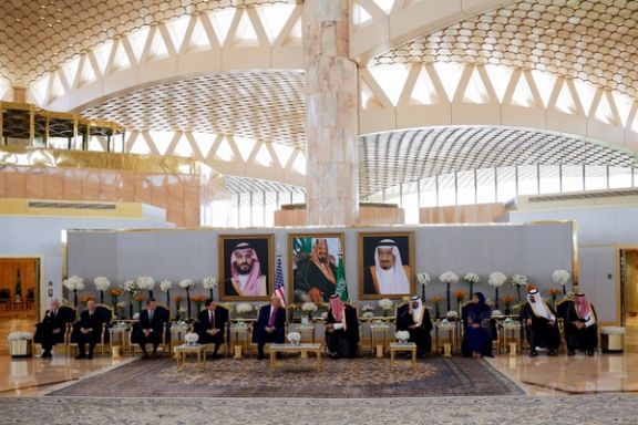 US Secretary of State Marco Rubio, President Donald Trump, Saudi Crown Prince Mohammed Bin Salman and Mohammed bin Abdulrahman bin Abdulaziz, Deputy Governor of Riyadh Region, meet in Riyadh, Saudi Arabia, May 13, 2025.