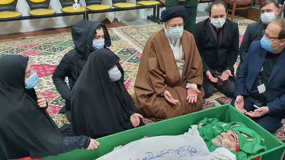 Current presient Ebrahim Raisi at Fakhrizadeh's funeral, November 2020