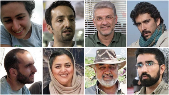A mosaic photo of a number of Iranian environmentalists who are jailed by the Islamic Republic