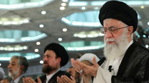 Iran's Supreme Leader Ali Khamenei praying during Eid Fitr. FILE PHOTO