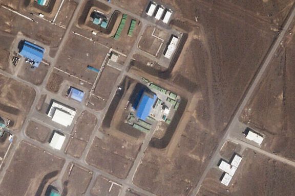 This satellite photo from Planet Labs PBC shows a large building at the Revolutionary Guard’s Shahroud Space Center in Semnan province, Iran, March 19, 2024. (Planet labs)
