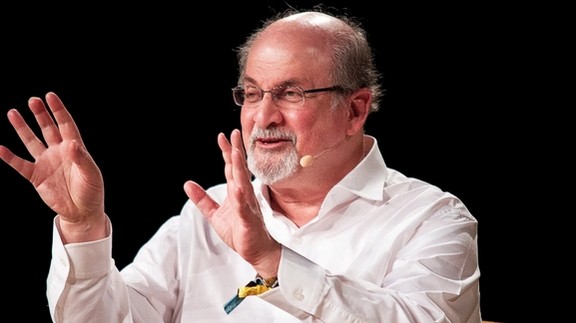 The writer Salman Rushdie interviewed during Heartland Festival in Kvaerndrup, Denmark June 2, 2018.