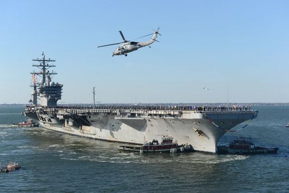 A US Navy aircraft carrier deployed to the Middle East