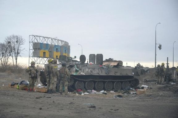 Ukrainian forces guarding a position near Kharkiv. February 24, 2022