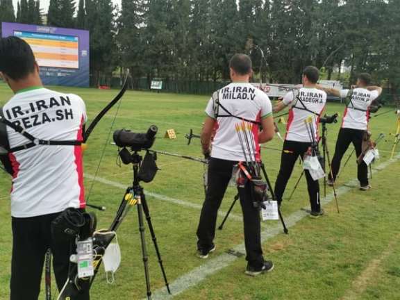 A file photo of the Iranian national archery team