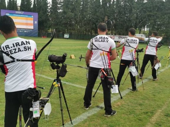 A file photo of the Iranian national archery team