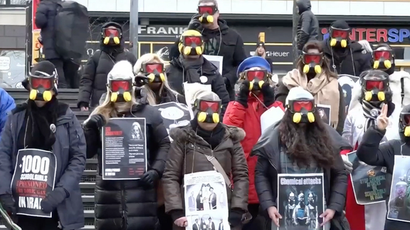Iranian diaspora holding a protest over chemical attacks on girls’ schools around Iran