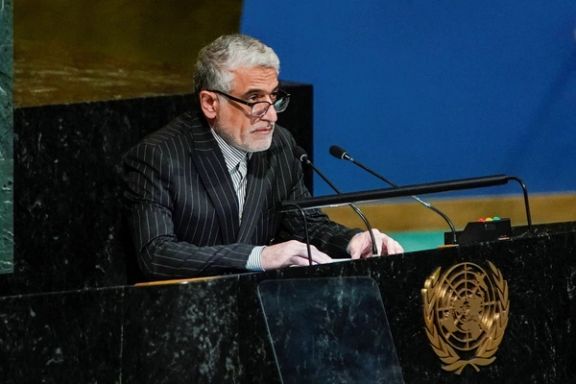 Iran’s Ambassador to the United Nations Amir Saeid Iravani at the United Nations Headquarters in New York, 2022