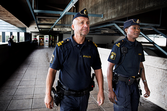 Swedish security police on patrol