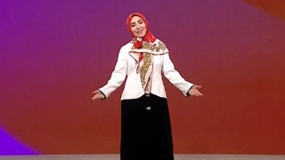 State broadcaster presenter Zhila (Jila) Sadeghi during a TV show (January 2024)