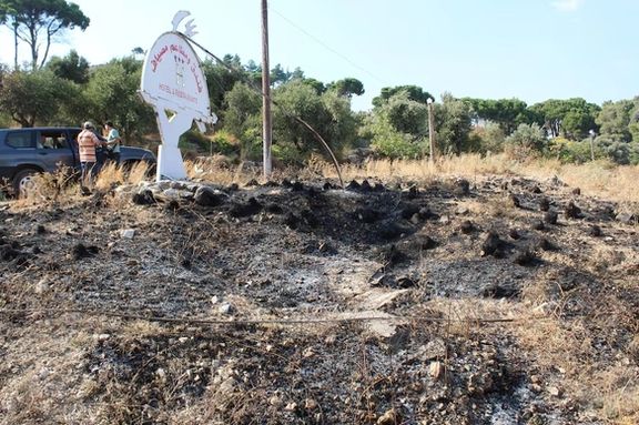 A view shows burnt area in the aftermath of what Syrian state media reported was an Israeli strike in Masyaf, Hama province, Syria September 9, 2024.