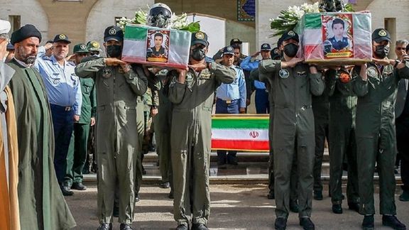 A funeral service for two Iranian air force pilots