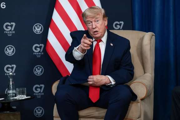 US President Donald Trump attends a bilateral meeting with the Emir of Qatar, Sheikh Tamim bin Hamad Al Thani, on the sidelines of the G7 summit, in Evian-les-Bains, France, June 16, 2026.