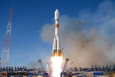 A Russian Soyuz rocket taking off with a payload that includes a satellite for Iran. August 9, 2022