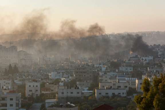 Smoke rises amid an Israeli military operation, in Jenin, in the West Bank July 4, 2023.