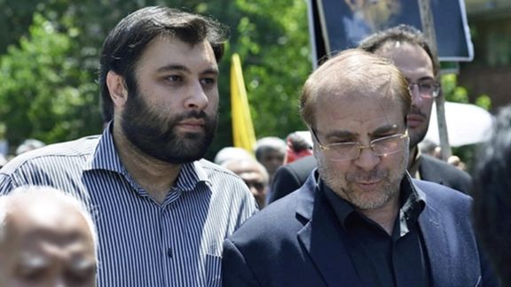 Ghalibaf with his son who tried to defend his father in the wake of the scandal.