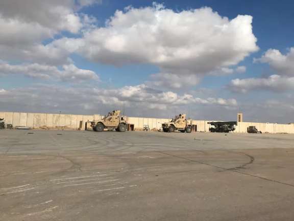 Military vehicles of U.S. soldiers are seen at Ain al-Asad air base in Anbar province, Iraq January 13, 2020.