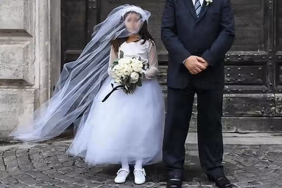 A photo by an NGO highlighting child marriage. Undated