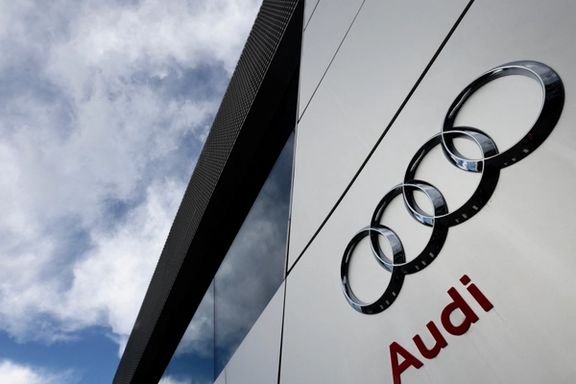 A logo of Audi is seen outside an Audi car dealer in Brussels, Belgium March 13, 2023.