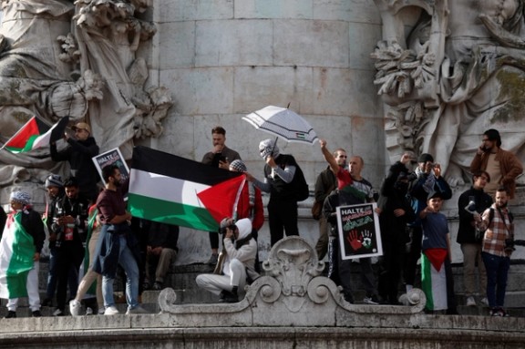 A scene of a pro-Palestinian rally in Paris, France, October 22, 2023