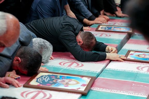 Coffins of members of the Islamic Revolutionary Guard Corps who were killed in the Israeli airstrike on the Iranian consulate in the Syrian capital Damascus, during a funeral ceremony in Tehran, Iran April 4, 2024