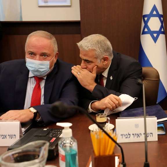 Israeli cabinet meeting with Avigdor Lieberman on the left. November 7, 2021