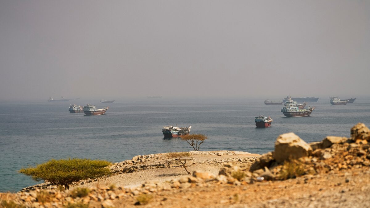 Vessels near the Strait of Hormuz, as seen from Musandam, Oman, August 31, 2026. (Photo: REUTERS)