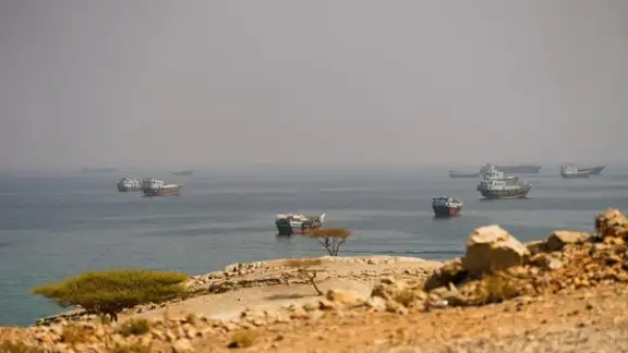 Vessels near the Strait of Hormuz, as seen from Musandam, Oman, August 31, 2026. (Photo: REUTERS)