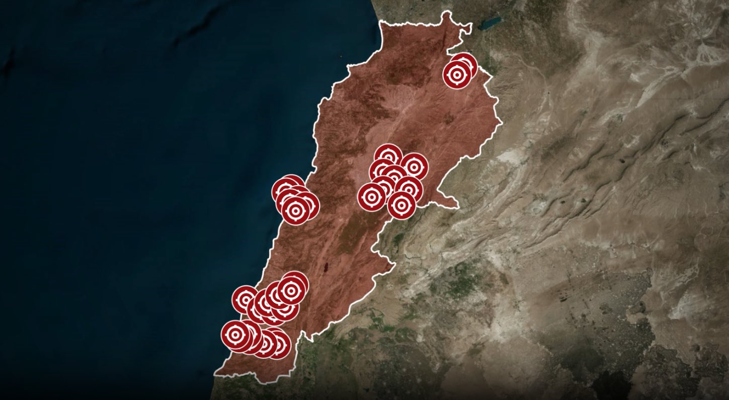 ارتش اسرائیل از حمله گسترده به حدود ۱۰۰ موضع حزب‌الله خبر داد