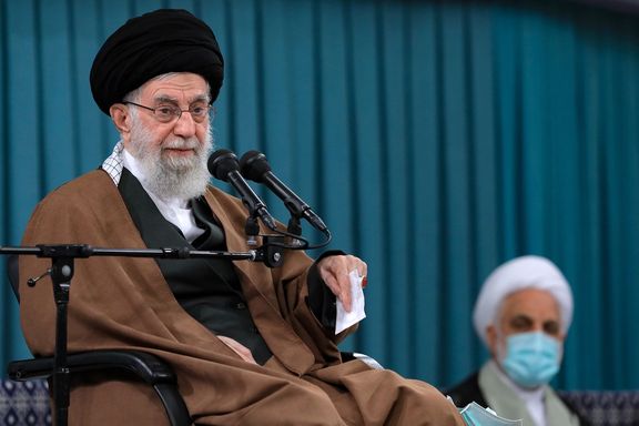 Ali Khamenei speaking to workers on Saturday, condemning unemployment, corruption