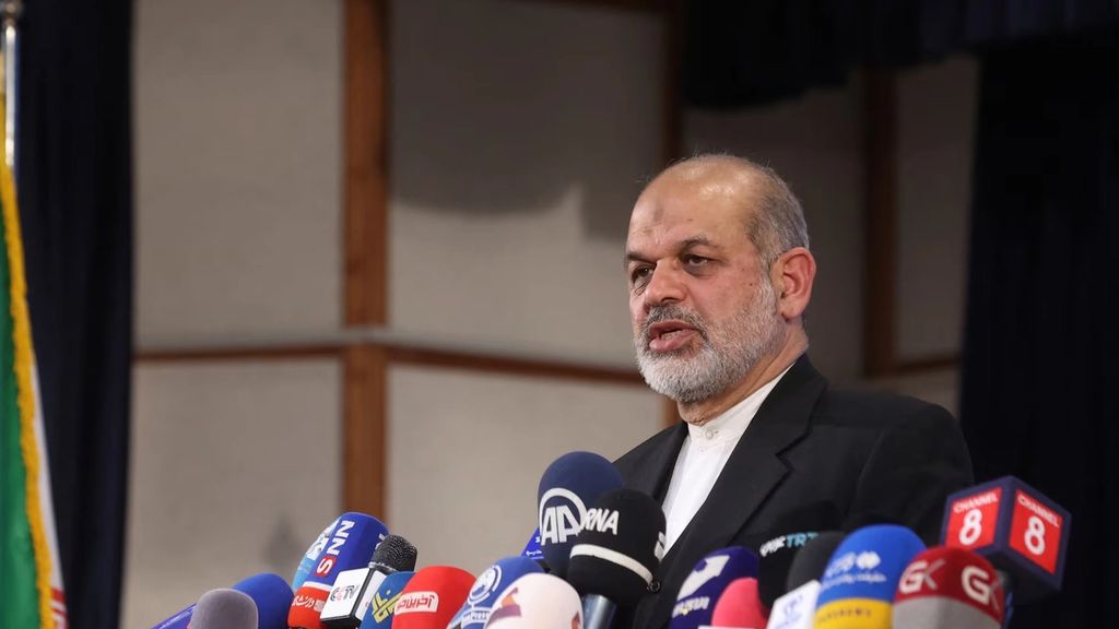 Iranian Interior Minister Ahmad Vahidi speaks during a press conference after the parliamentary elections in Tehran, Iran, March 4, 2024.